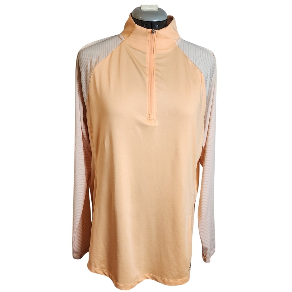 Adidas Women's Peach Golf 1/4 Zip Long Sleeve Athletic Pullover Shirt XL